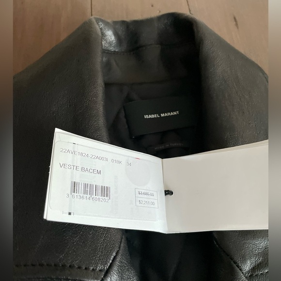 Isabel Marant's Bacem lamb leather jacket black NWT - Picture 10 of 14